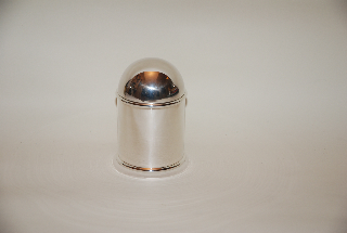 A silver sugar bowl